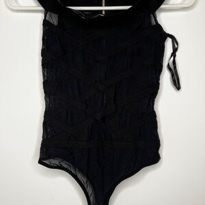bebe Black Strappy Bodysuit